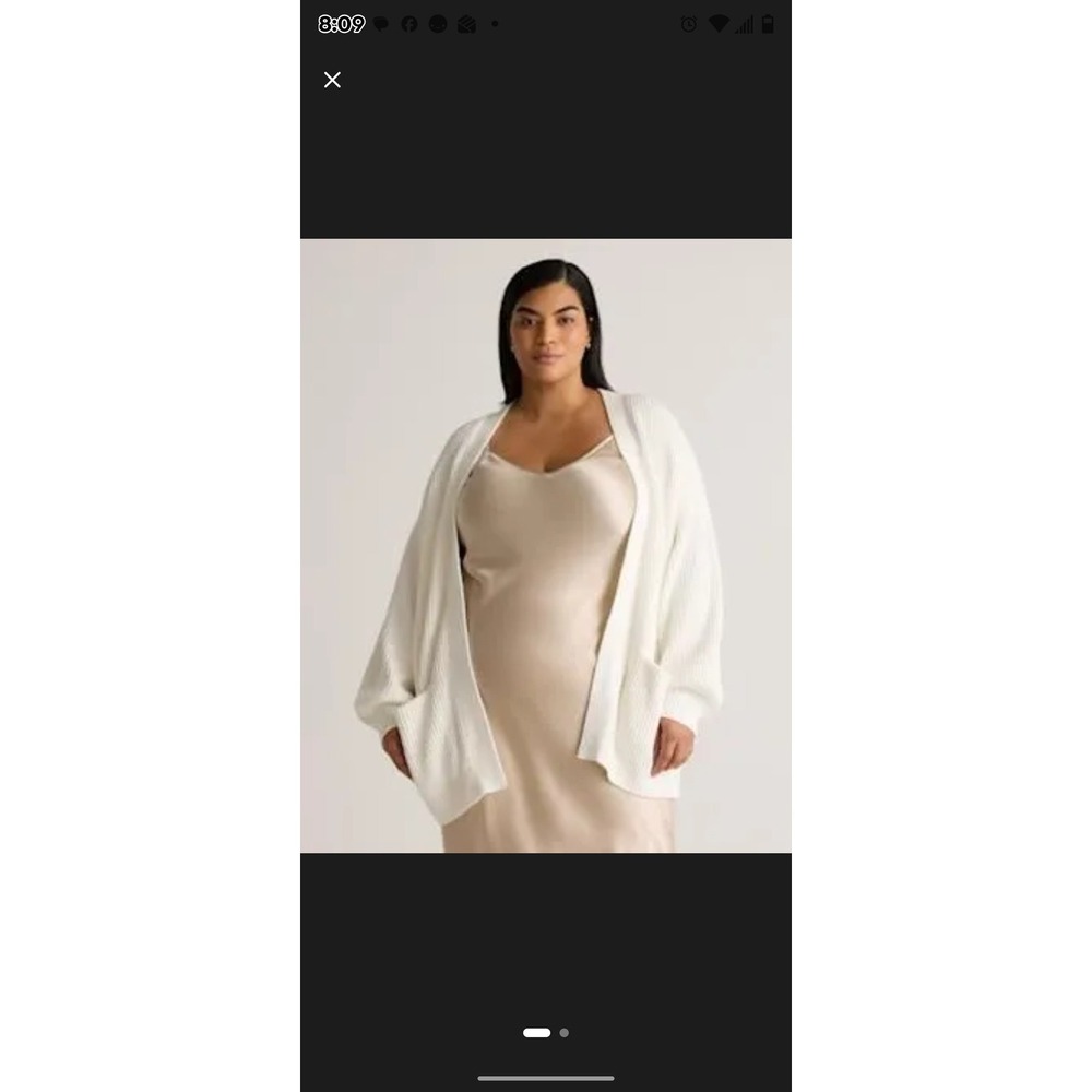 Quince 100% Organic Cotton Oversized Cardigan Ivory Sleeved Top 3X NEW